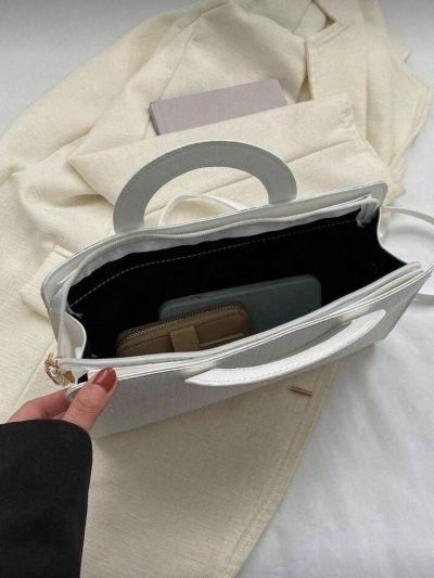 Classic Croc-Embossed Circle Handle Handbag