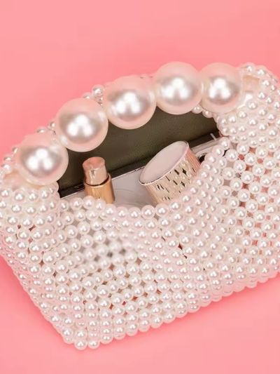 Pearl Beaded Mini Top Handle Handbag