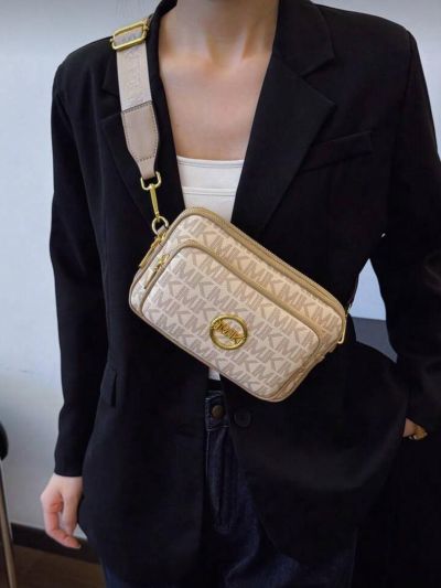 Monogram Double-Zip Crossbody Shoulder Bag