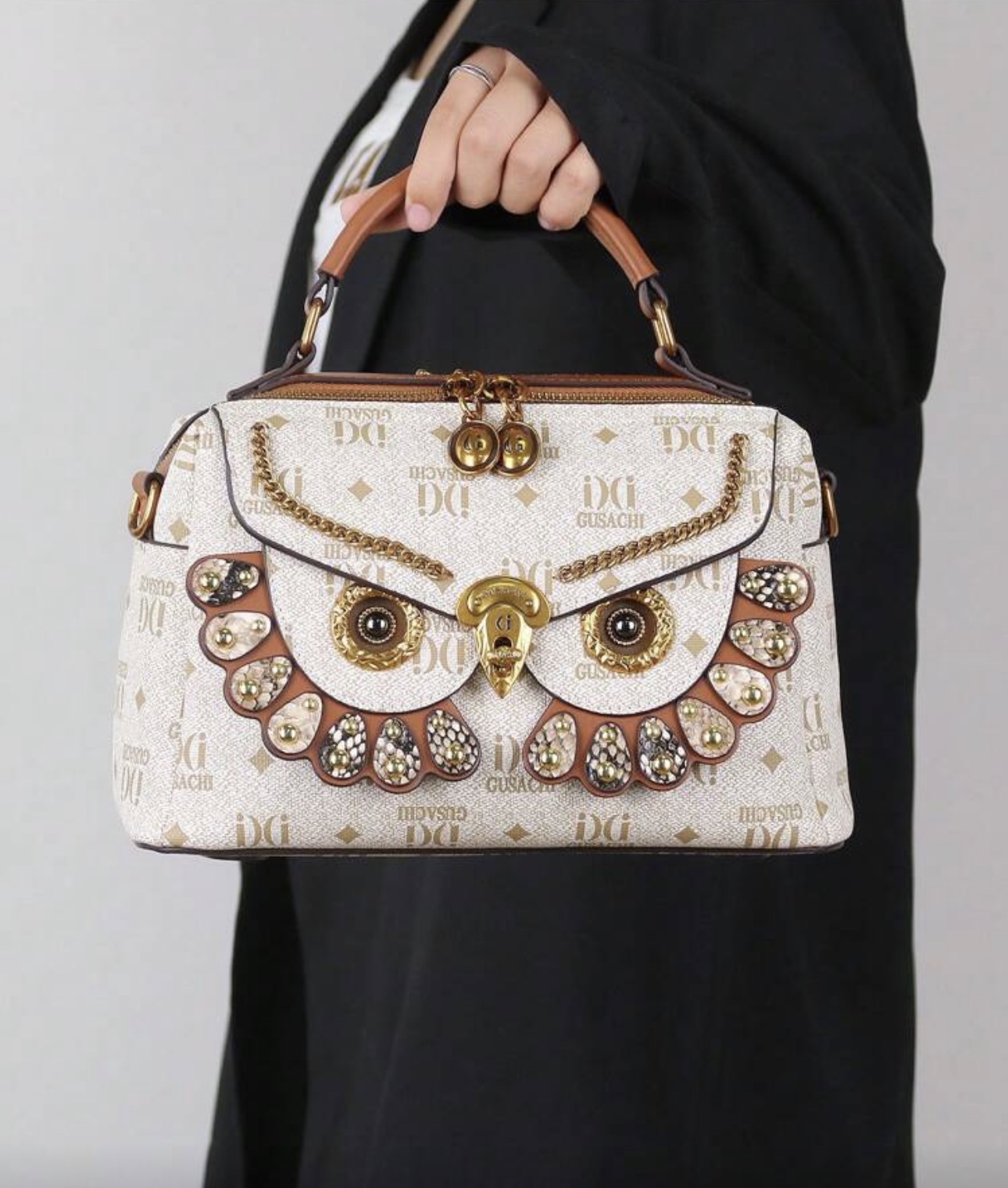 Luxury Embellished Monogram Top Handle Handbag